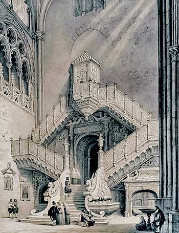 La escalera en la Catedral de Burgos, España intimidad y misterio. La mentalidad de un pueblo el arte y la vida