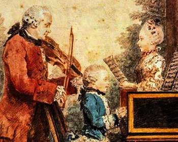 El pequeño y genial Mozart al clavecín